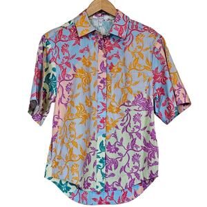 Derek Lam 10 Crosby Mulitcolor Keaton Floral Print Button-Down Shirt Women's 2